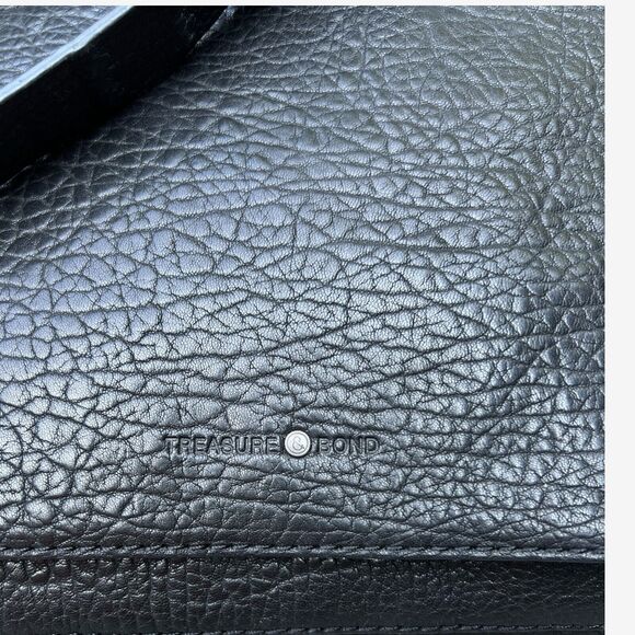 TREASURE & BOND black pebble leather crossbody bag, expandable 12 x 10 ins - Picture 3 of 16